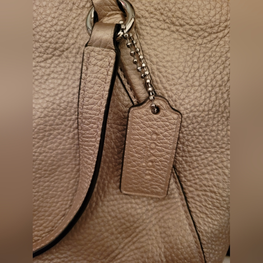 Coach Mini Kelsey In Metalic Gold Pebbled Leather - Picture 5 of 10